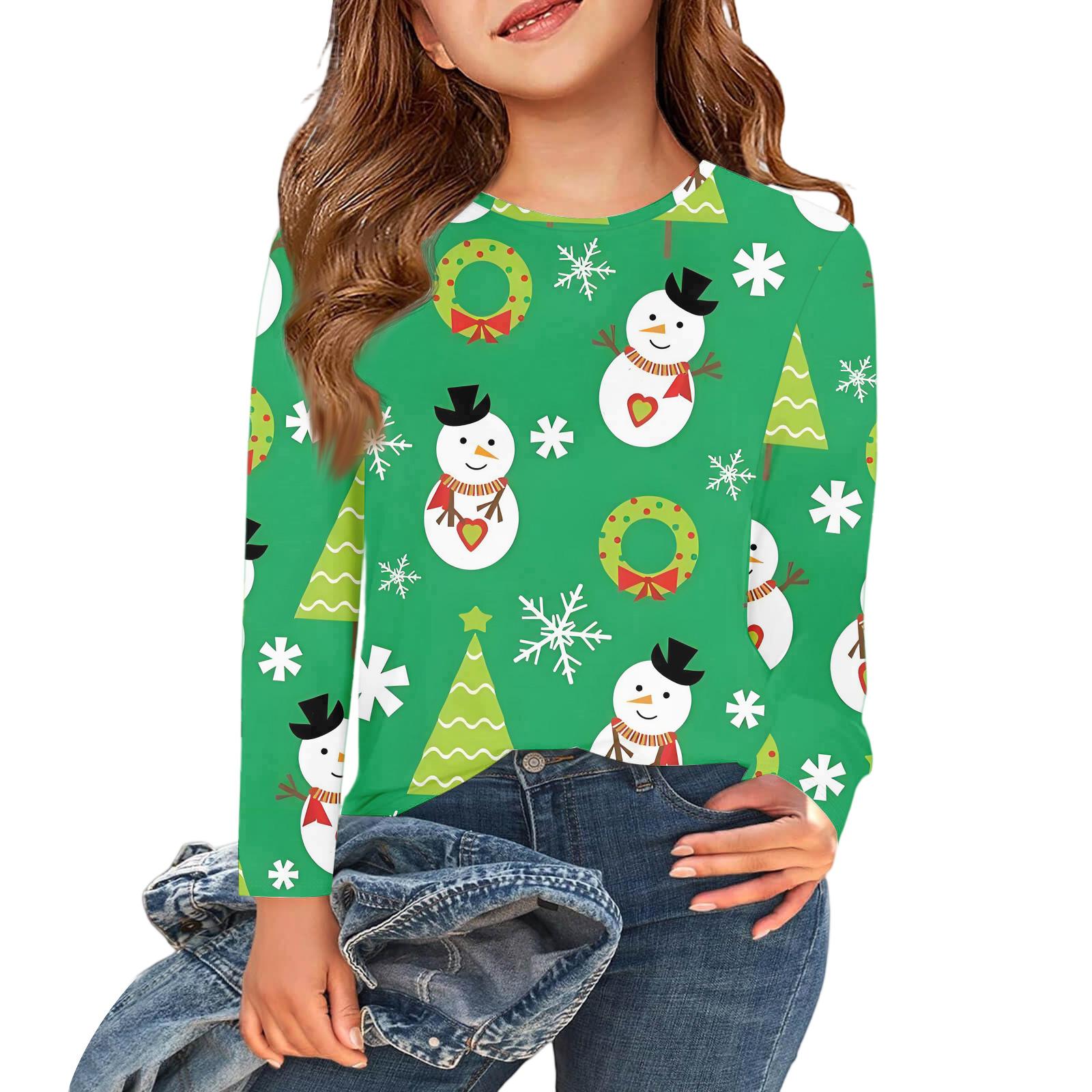 Детский повседневный топ с круглым вырезом и длинным рукавом 140