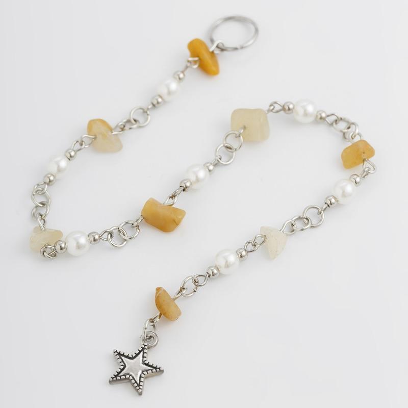 Punk coloré pierres naturelles tresse chaînes anneaux de cheveux pour filles lune étoiles pendentif Imitation perle perlée gland bandeau cheveux bijoux accessoires