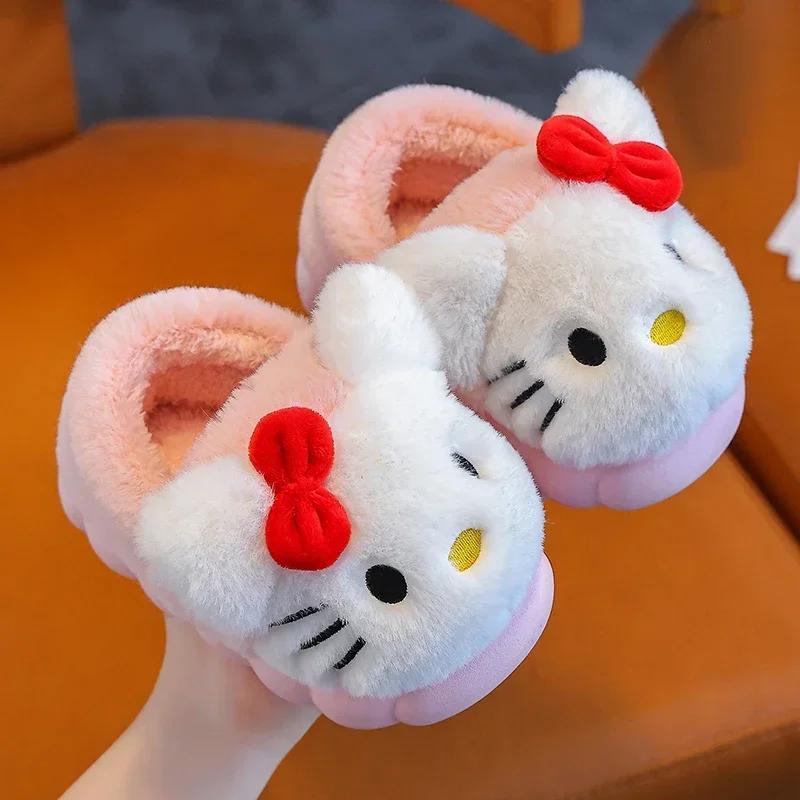 

Winter Cute Cartoon Cover Heel Children s Fluffy Slippers Soft Non-slip Warm Flat Mule Boys Girls Teen Indoor Home Cotton Shoes 24-25 розовый