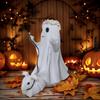 1 Halloween Ghost Dog Leash Ornament, Quirky Little Wreath, Fun Decoration for Indoor and Outdoor Tabletops, Suitable for Halloween and Other Holidays