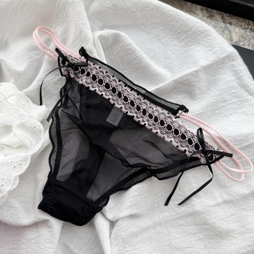 Ladies Summer Lovely Sexy Lace Mesh Low Waist Transparent Thong Underwear