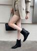 Autumn new European and American square head pleated short boots temperament design sense thin boots