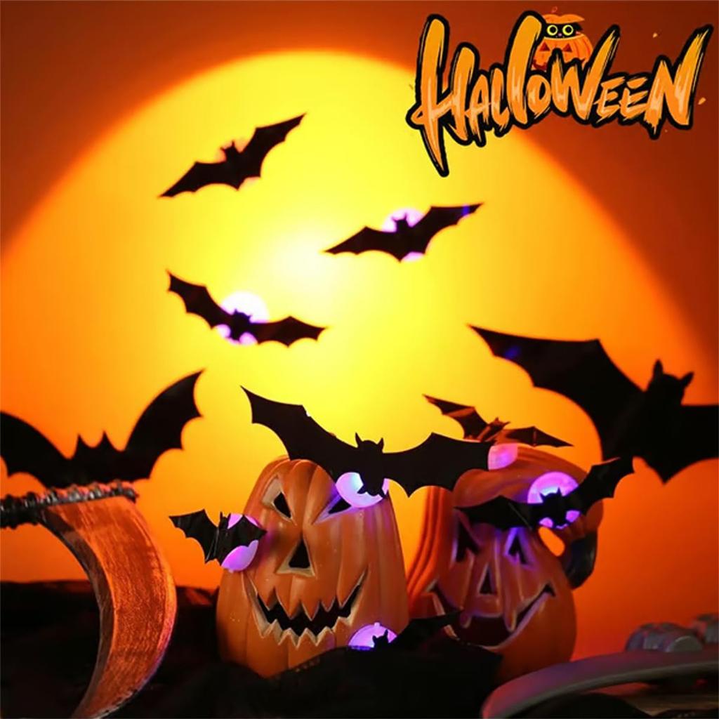 3D Design LED Decoration - Halloween Lighted Stickers Decor Light - Hanging Wall Luminous Glow Clings For Home Bar Halloween Party
