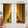 2pcs,2D Plane Printing Curtains Digital Printed Classic Christmas Tree and Gifts Polyester Fabric (without Rod) Festive Ldeal