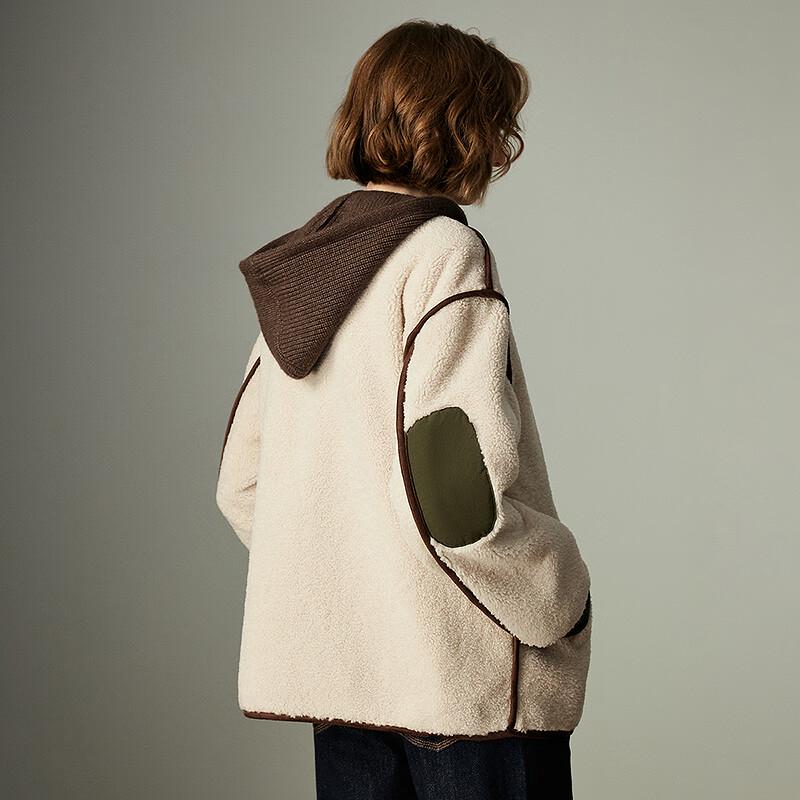 Chuyu Damen Color-Block Wildlederimitat Steppjacke