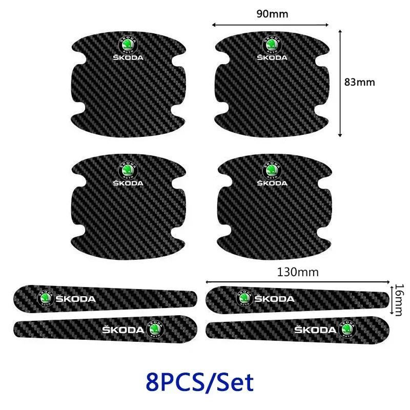 Car Door Handle Bowl Protection Decals Emblem Sticker for Skoda Badge Yeti Karoq Fabia 2 Rapid Kodiaq Superb Kamiq Octavia Tour kyvc74