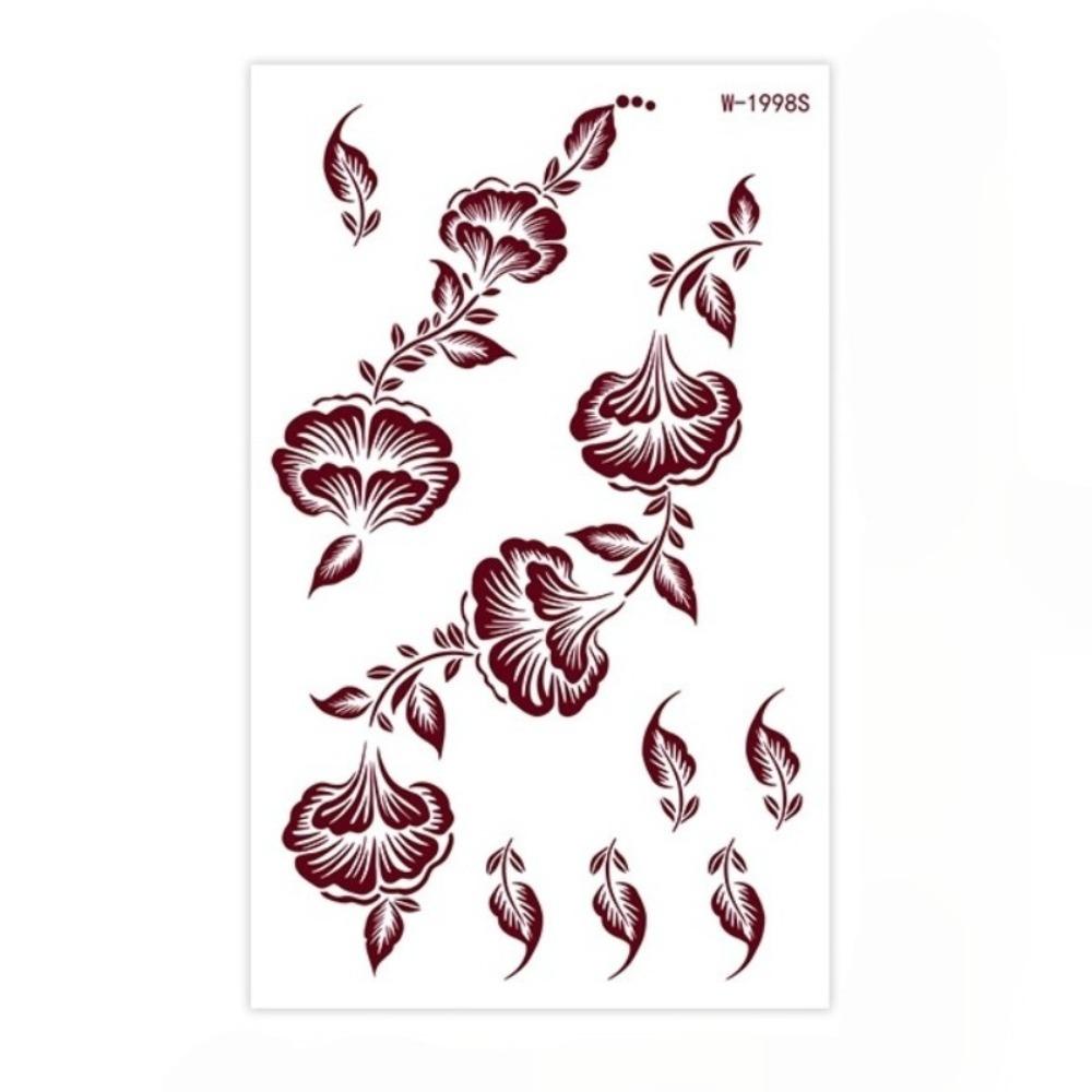 Legs Arm Temporary Tattoo Red Mehndi Stickers Red Henna Tattoo Decals India Mehndi