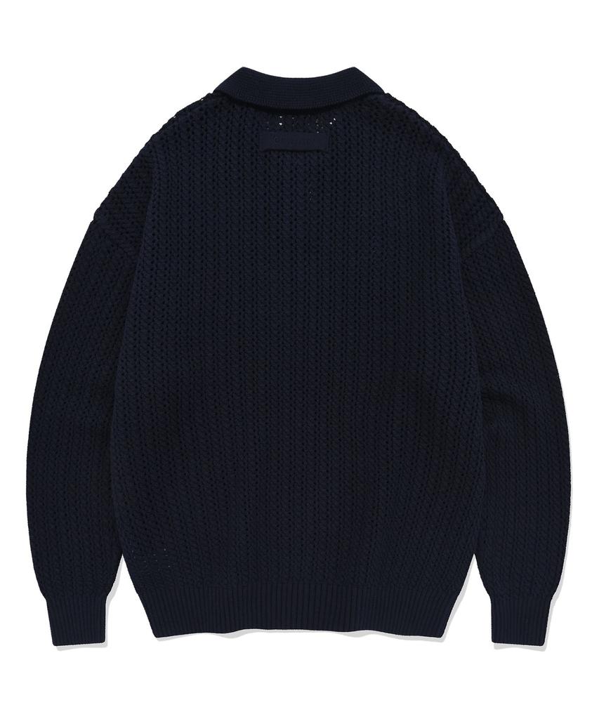 COVERNAT Authentic Crochet Collar Knit Navy