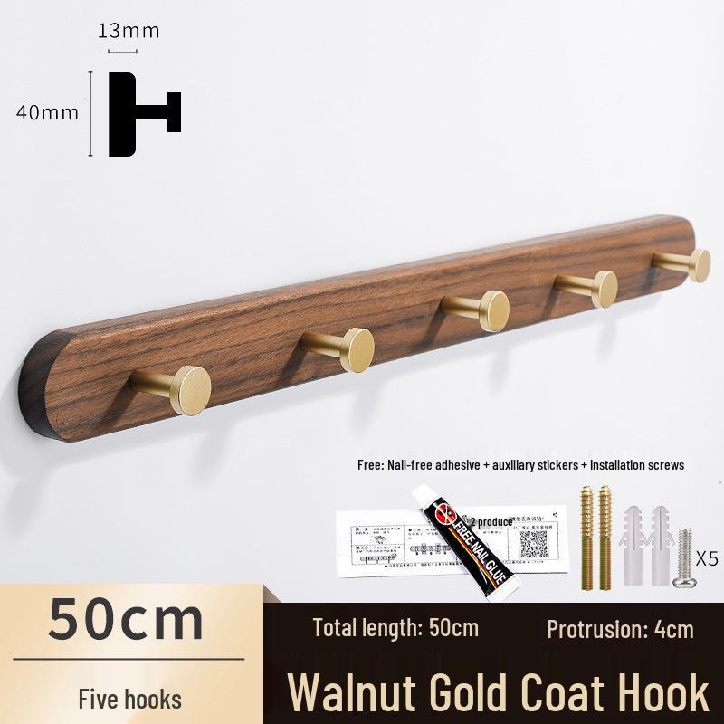 Solid Wood No-Punch Adhesive Coat Rack: Tiered Entryway/Wall/Door Mount Hanger