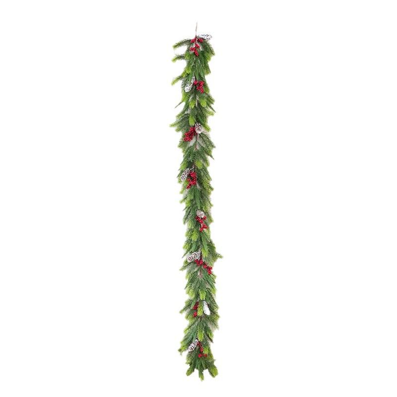 European & American Christmas Soft Rubber Flocked Pine Cone Red Berry Vine Decoration