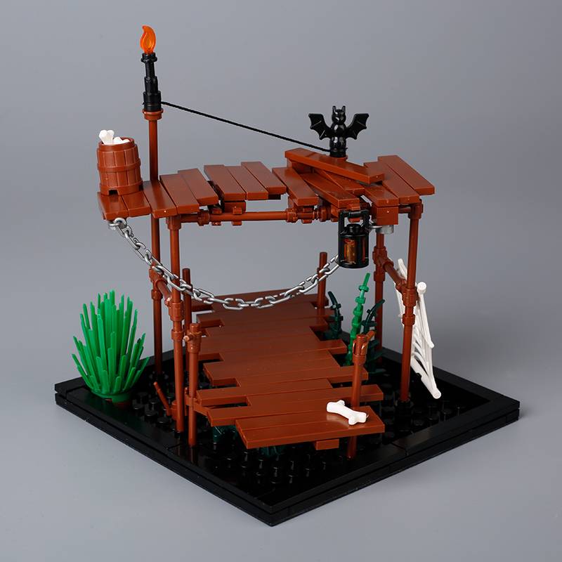 Medieval MOC Scene Building Block Gallow Pirate Ship Cage Elf Treehouse Wizard Kitchen Furniture Pool Notice Board Toy Gift K026