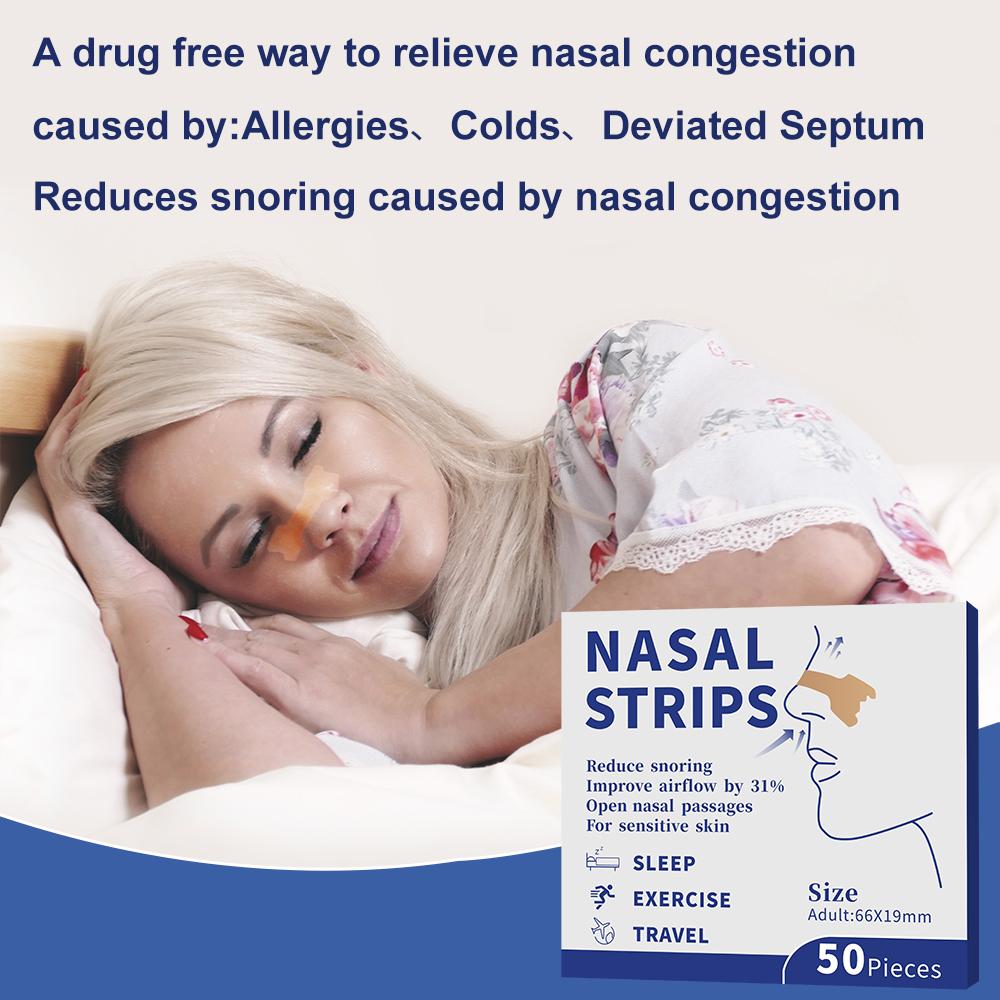 KONGDY 50Pcs Breathable Nose Strap, Anti Snoring Patch, Better Sleep, Helps Stop Snoring, Better Breathing