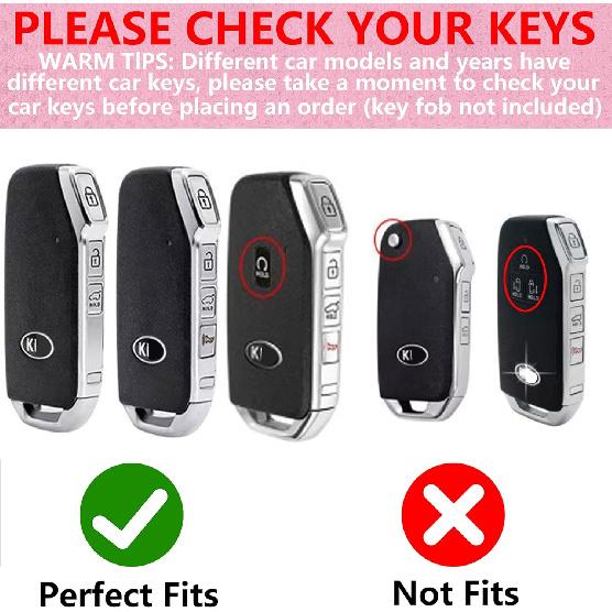 Key Fob Cover with Heart Keychain, Car Key Shell Compatible with Kia - Soul - Forte - Telluride K5 - Seltos NIRO Sportage Sorento Protector (Silver)