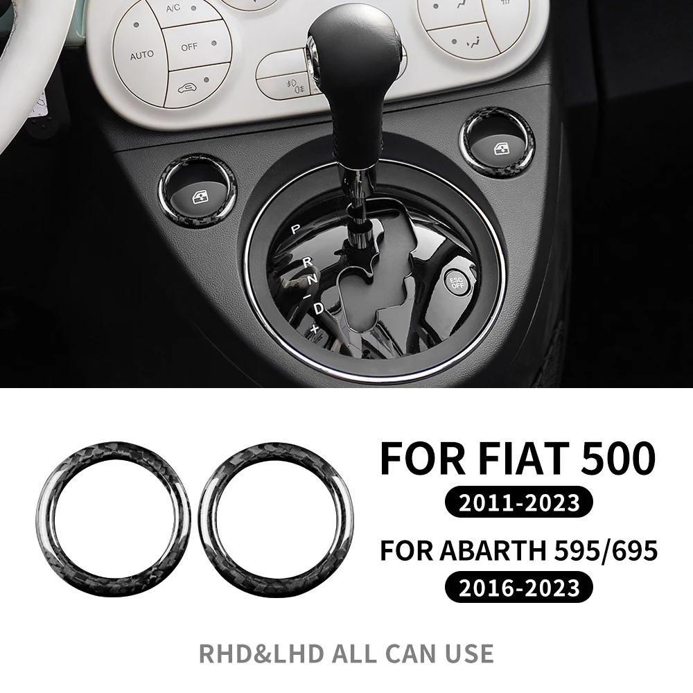Real Carbon Fiber Gear Shift Collar for Fiat 500 2010-2023 Abarth 595 695 2016-2023 Manual Automatic Black Real Carbon / For Automa