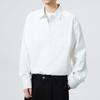 [ODFMCE] men's shirt long sleeve spring Relaxing Plain color Fashionable casual large size (JP, alphabet, 3XL, white)