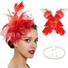 Bridal Feather Mesh Headdress Set Party Ball Holiday Headband Hair Accessories Top Hat Set Head Flower Ear Hook