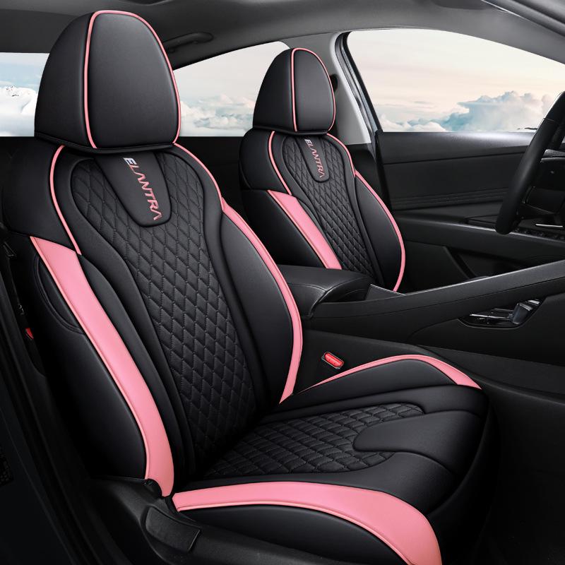 Huse de Scaun Auto din Piele Full-Surround Elantra, Universale, Rezistente la Uzură, pentru Toate Sezoanele, Cinci Locuri.