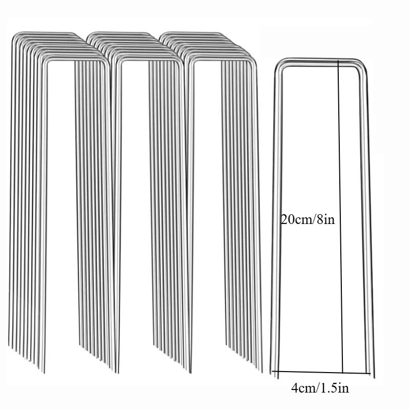 U-Shaped Garden Nail Heavy Duty Fence Pipe Stake Lawn Galvanized Landscape Nail for Fixing Water Pipe Turf Barrier Ground Nail