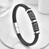 Black Leather Rope Cowhide Men's Double-layer Genuine Leather Woven Bracelet Handmade Multi-layer Leather Bracelet