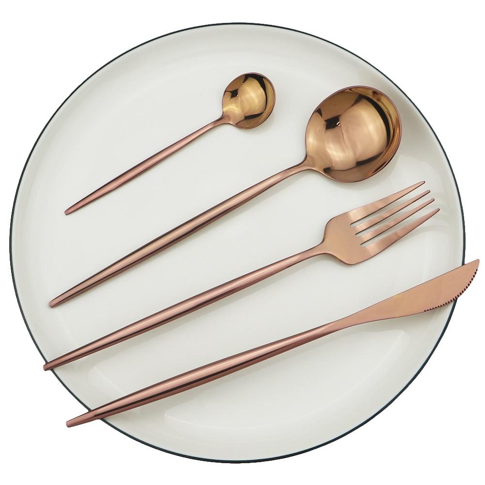 24Pcs Stainless Steel Dinnerware Cutlery Set Knives Forks Coffee Spoon Dinner Tableware Kitchen Utensils Flatware Set