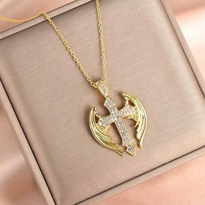 Charm Jewelry Gift Fashion Cross Fashion Fairy Wings Retro Cross Necklace