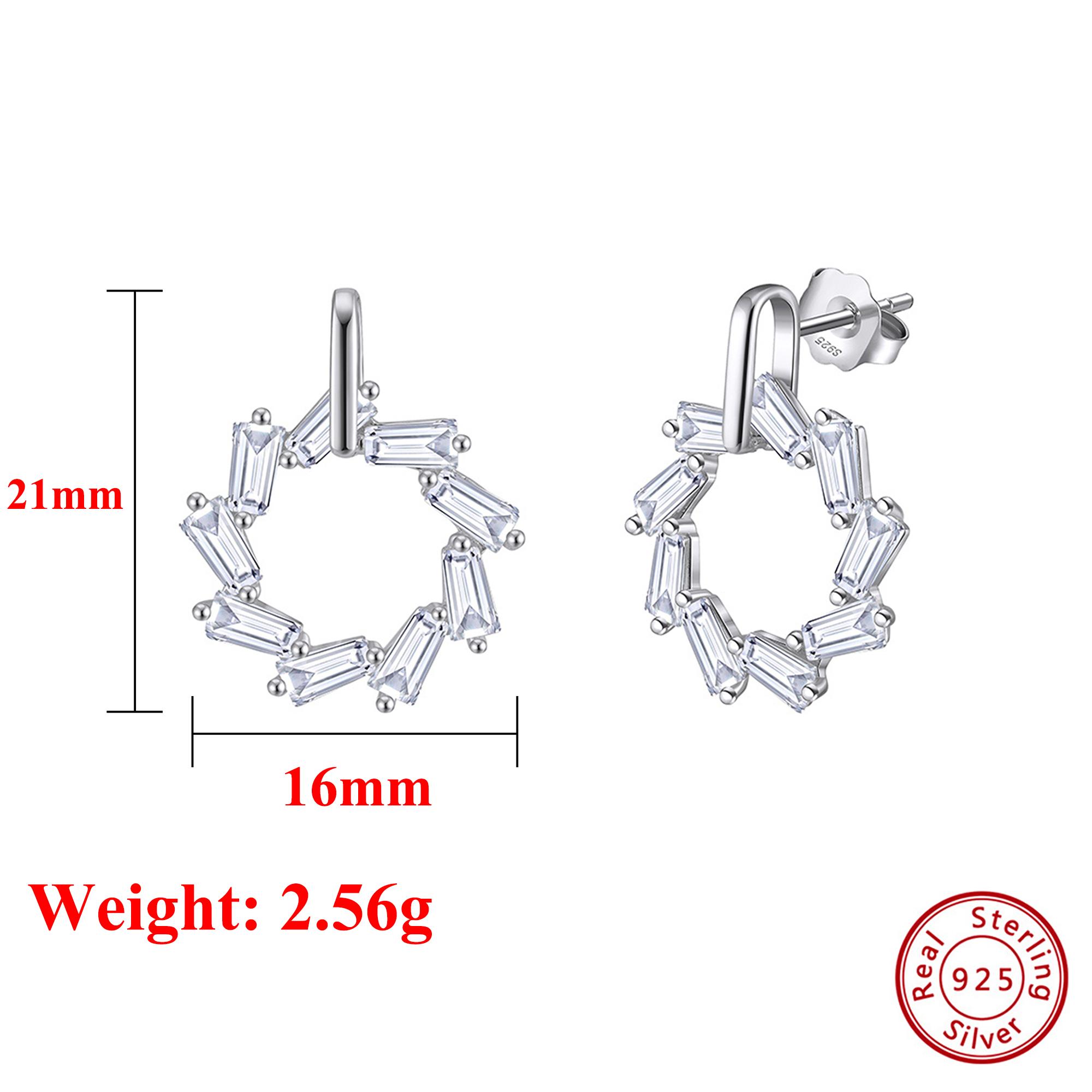 

Effie Queen 925 Pure Silver 14k Gold Flower Shaped Stud Earrings Square Zirconia Drop Earrings Ideal Jewelry for Women APE134 серебряный