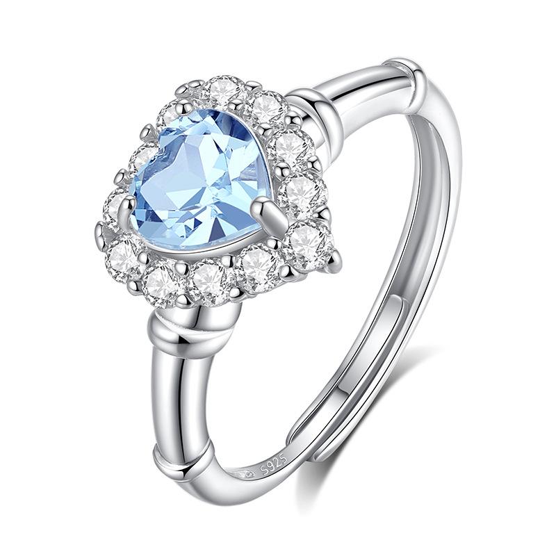 Natural Gemstone S925 Silver Ring, Twisted Arm Design, Women's Adjustable Fashion Jewelry