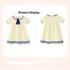 Girls' School-style Short-sleeved Cotton Dress For Children, Children's Casual Dress