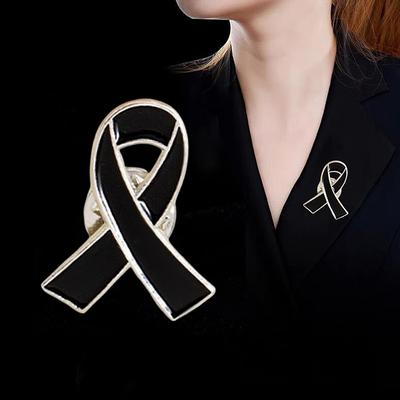 1/5/10 szt. Czarno-biała przypinka z wstążką, broszka, pogrzeby, przypinka pamiątkowa, emaliowana czarna przypinka ze wstążką, przypinka żałobna, przypinka pogrzebowa, broszka