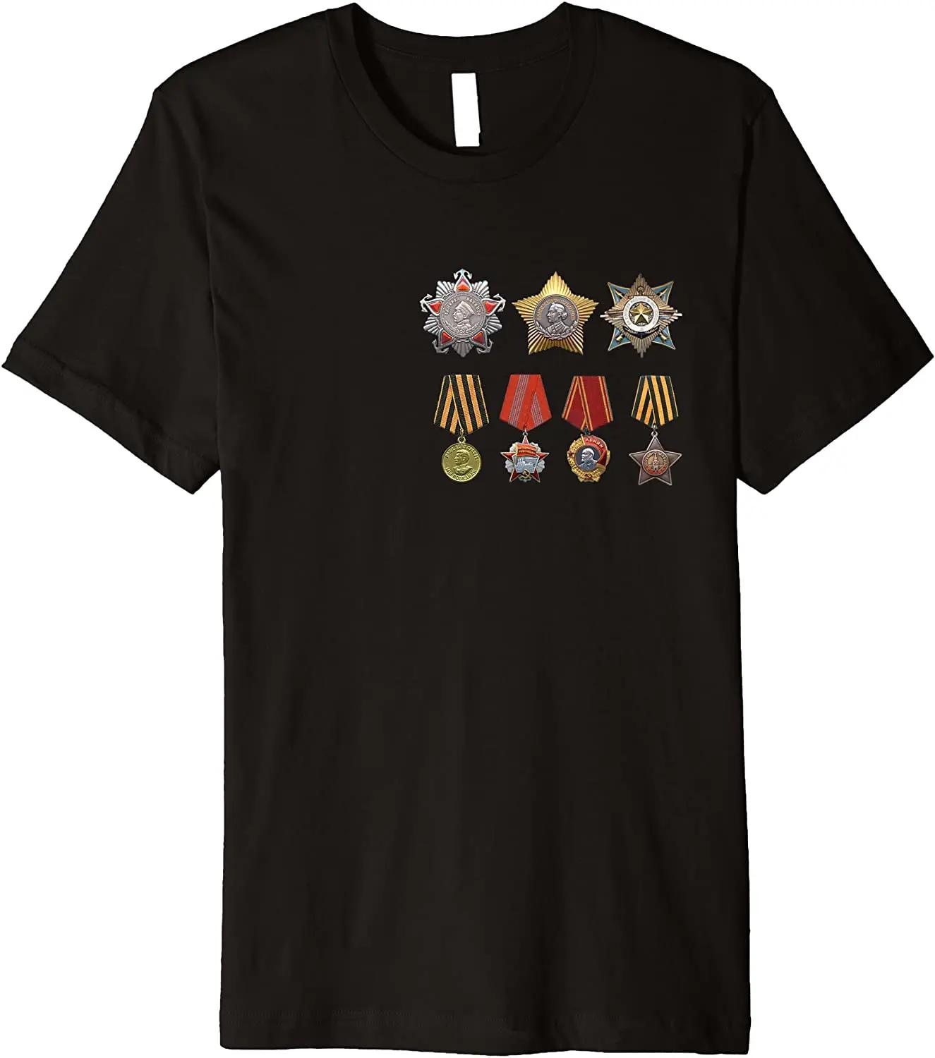 

Rare Soviet Honors Orders Fame Pride Awards Medals T Shirt New 100% Cotton Short Sleeve O-Neck T-shirt Casual Mens Top - Men ... S разноцветный