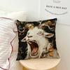 1PC Screaming Goat Sheep Embroidered Style Printed Pillow Cover Short Plush Polyester Cushion Case Animal Pillowcase Home Decor