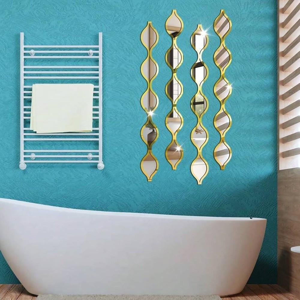 Self-adhesive Acrylic Mirror Wall Sticker Removable Water-Shaped Decals Hallway