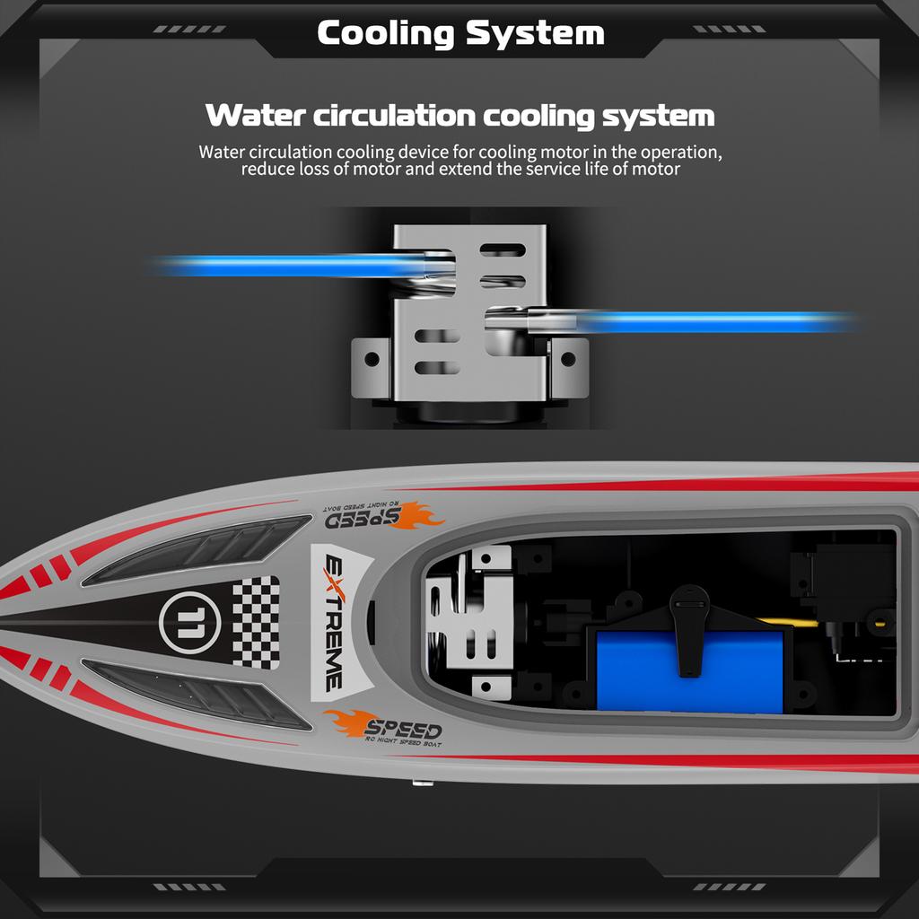 30KM H High Speed Remote Control Boat 2.4GHz Boat for Adults Water Cooling System Low Power Reminder Off Water Sensing