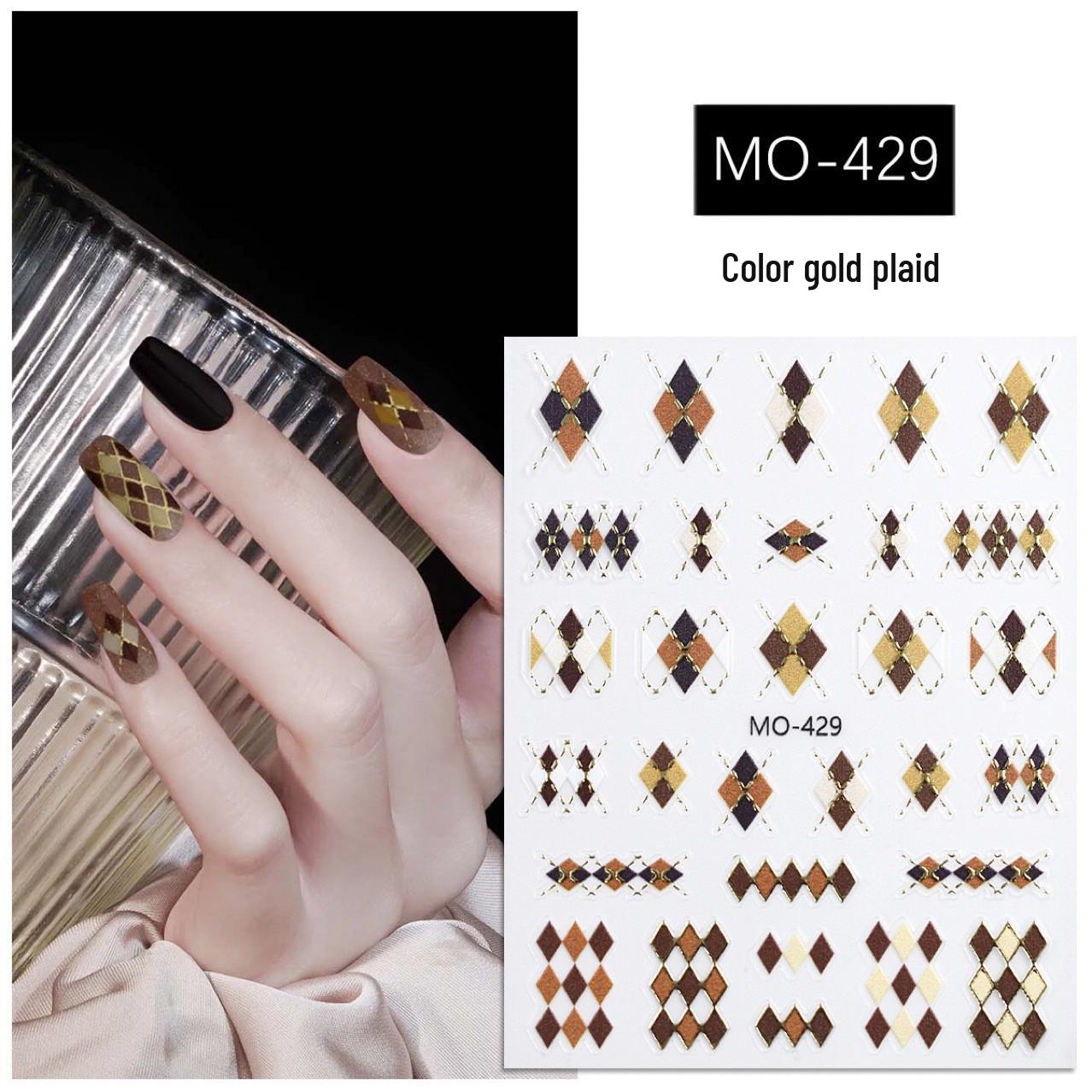 

Ретро Золотая Клетка и Ромбы Черно-Белые Наклейки для Ногтей