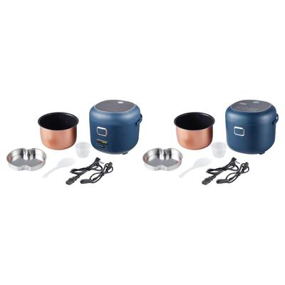 Cuociriso elettrico da 2 litri, macchina per cucinare il porridge multiuso, vaporiera per alimenti, per viaggi in auto, campeggio, camper, autisti