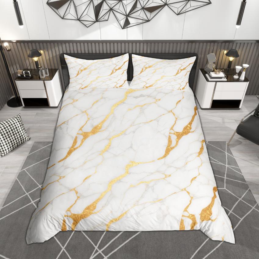 Comforter Homewish Colorful Marble Contemporary Watercolor Bedding Set Abstract Stone Pattern Set