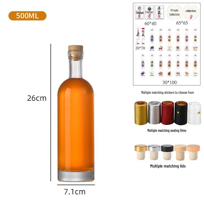 Transparent Glass Wine Bottles for Home Brewing - Sealed & Empty for Ice Wine, Beverage, or Juice
