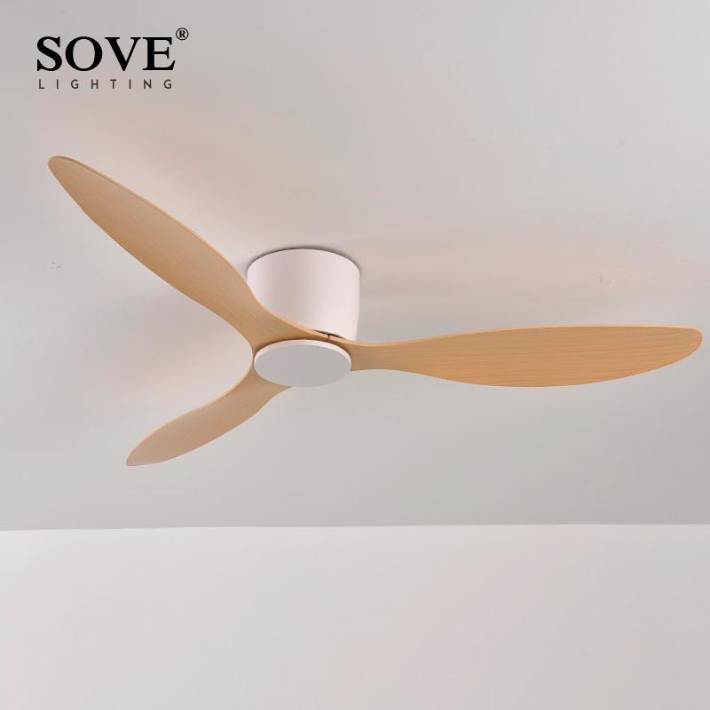 SOVE Moderner Schwarz Weiß Niedriger DC-Motor 30W Deckenventilator Mit Fernbedienung Einfacher Deckenventilator Ohne Licht Heimventilator 220V