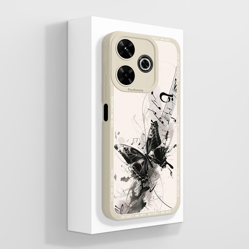 

Для Redmi 12 13 14 13C 13R 14C 14R 4G 5G Чехлы для чехлов Cool Flowers Aesthetic Butterfly Camera Protection Жидкий силикон Мягкий Подходит для Redmi Bumper Redmi 13 4G