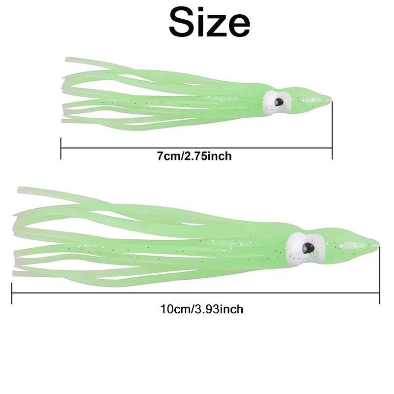 5Pcs Fishing Lures Squid Skirts Glow Lures Luminous Octopus Trolling Lures Soft Plastic Fishing Bait for Bass Salmon Trout