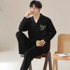 Autumn Winter Men Cotton Pajamas Long Sleeves Long Pants Pajama Sleepwear Lapel Fashion Man Homewear