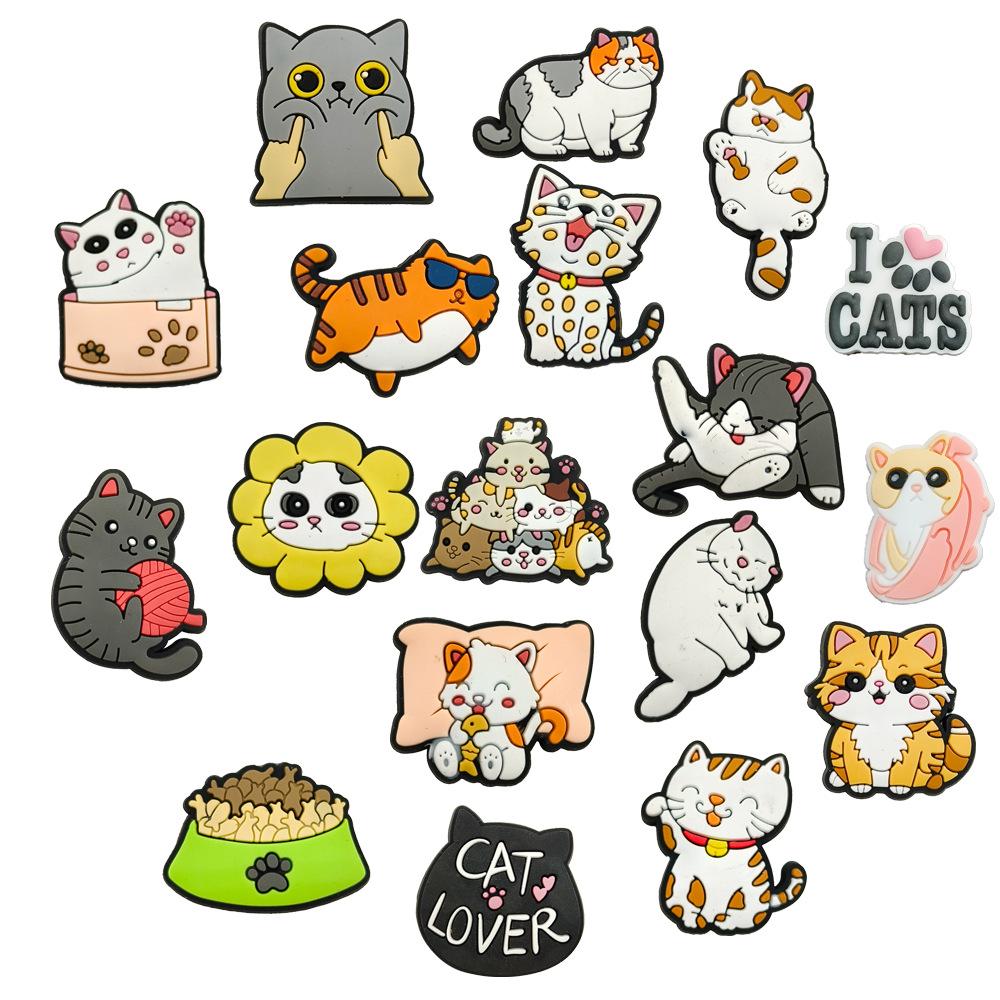Adorable Cat Crocs Charms & DIY Shoe Buckles - PVC Drip Mold Accessories