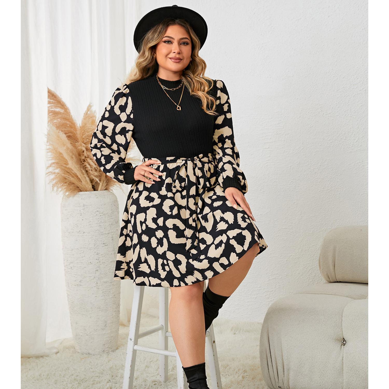 Платье в стиле пэчворк в горошек с завязкой на талии для женщин — фото 3