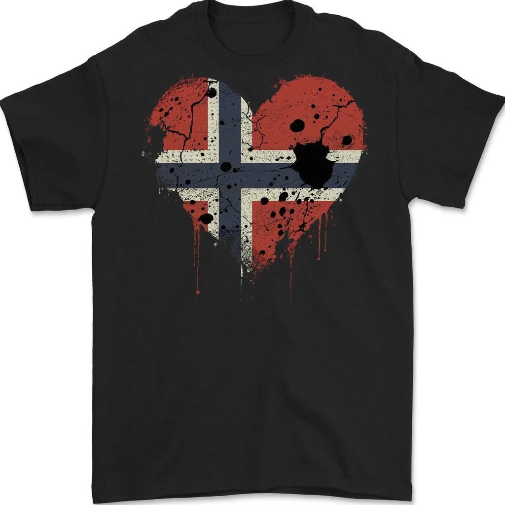 Love Norway Flag Norwegischer Tag Fuball Herren T Shirt 100 Baumwolle Vintage Washed Casual Fashion Top For Everyday Wear