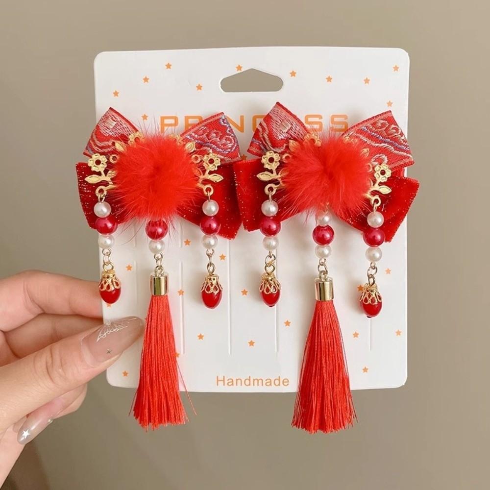 Tassels Japanese Kimono Headwear Bow New Year Bow Hairpin Chinese Tassel Fan Hairpin  Decorations