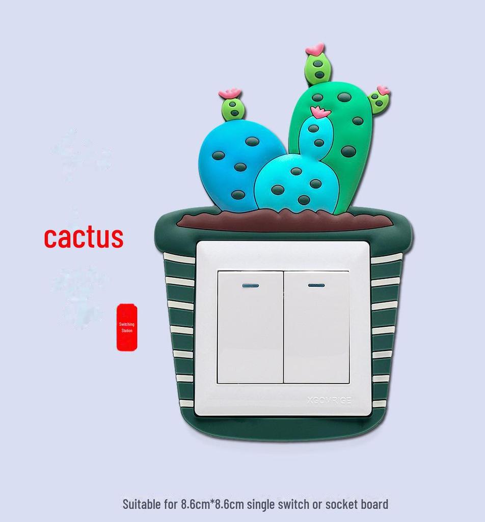 Luminous Cactus Switch Cover: Creative Wall Stickers and Decorative Socket Covers