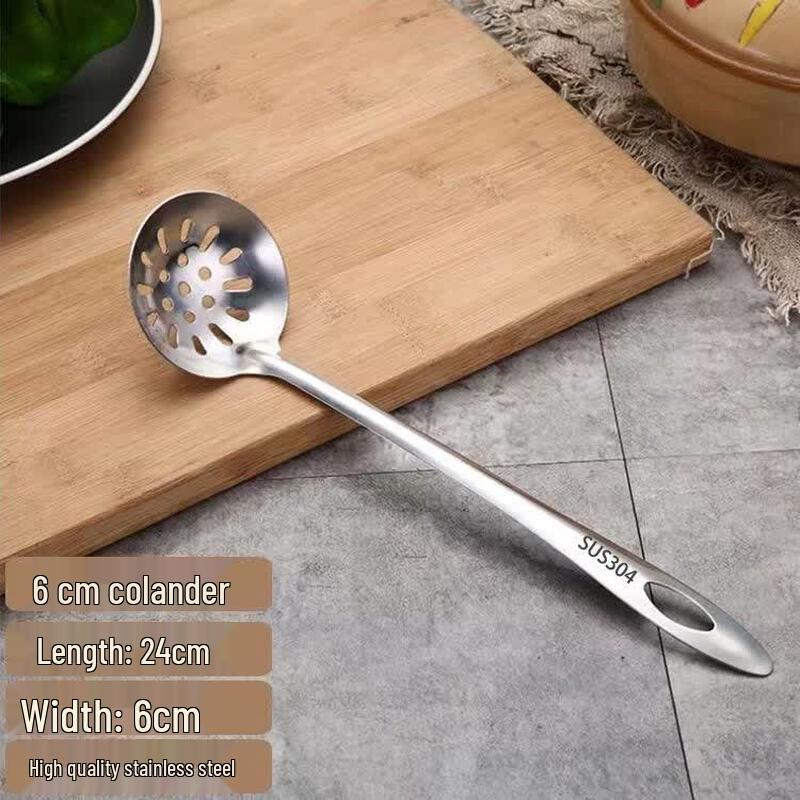 Qiwei 304 Stainless Steel Long Handle Soup & Slotted Spoon Set