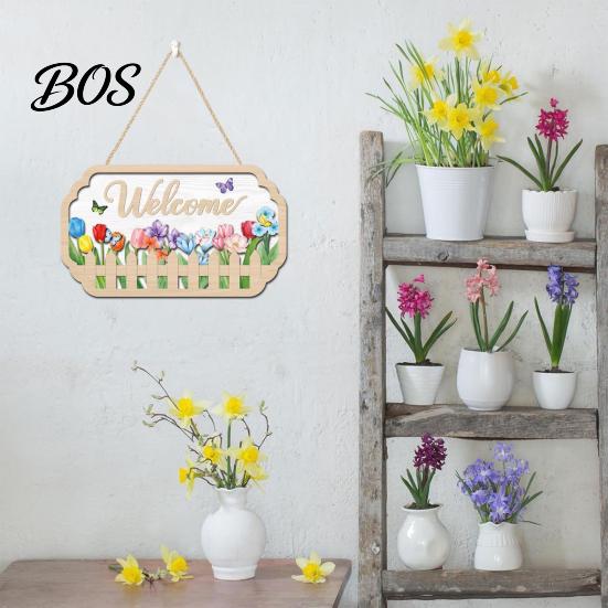 Wooden Hanging Sign Welcome Door for Front Door, Waterproof Sign, Hanger Decoration Home Farmhouse Garden Yard Porch
