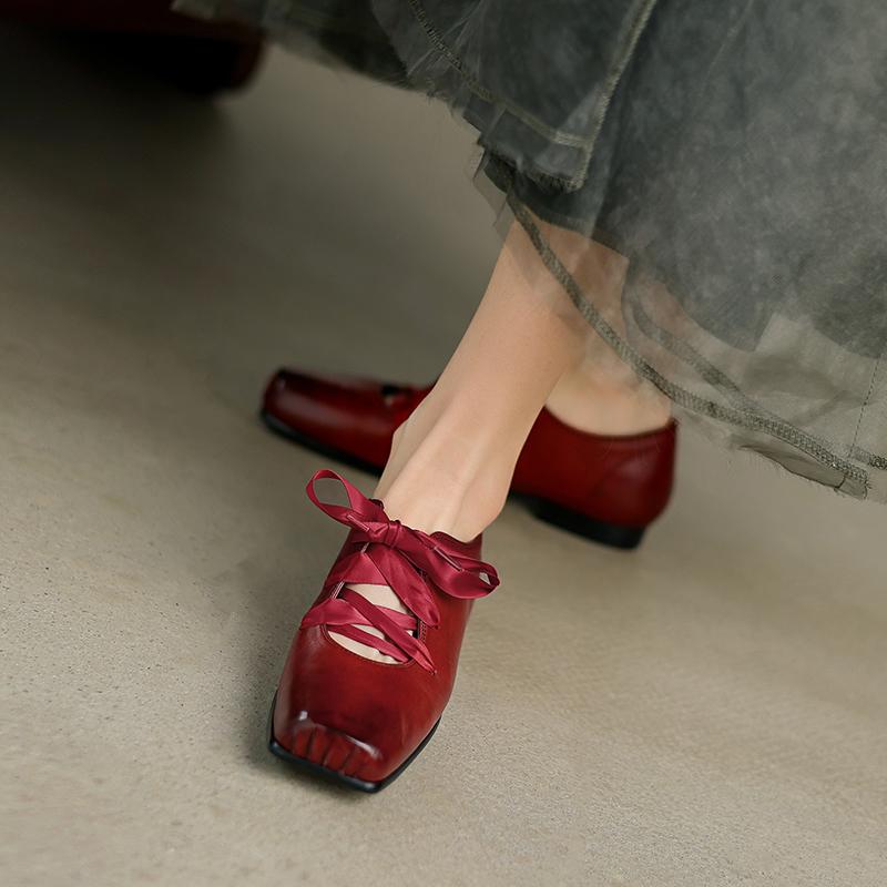 Mode 2025 Neue Frühling Damen Pumps Schuhe für Damen Eckige Zehenpartie Blockabsatzschuhe Niedriger Absatz Echtleder Slipper Retro Damen Pantoletten