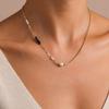European-American Fashion Natural Stone & Freshwater Pearl Gold-Plated Stainless Steel Necklace